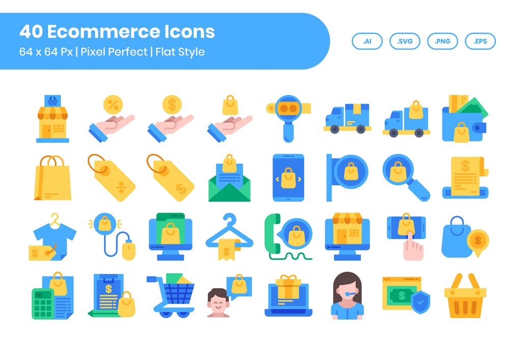 Free Ecommerce Icons Set Flat Download