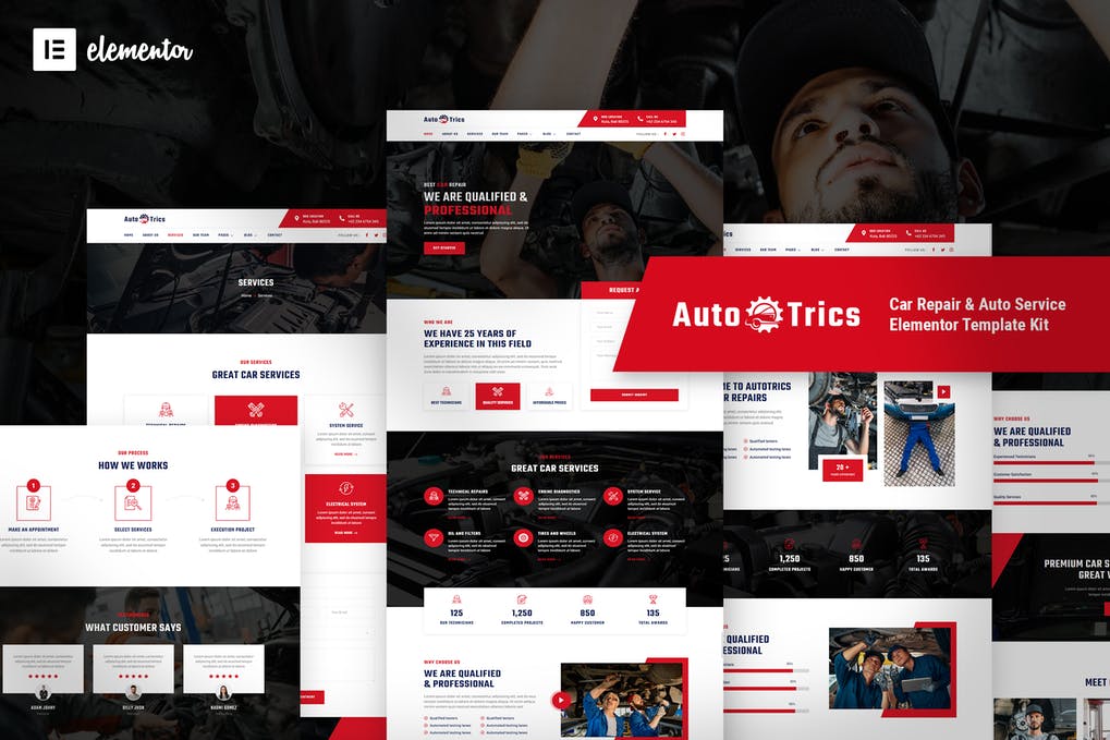 Free AutoTrics Car Repair & Auto Service Elementor Template Kit Download