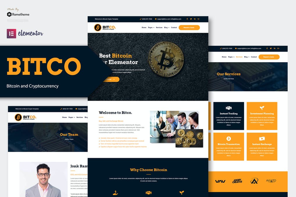 Free Bitco Bitcoin & Cryptocurrency Elementor Template Kit Download