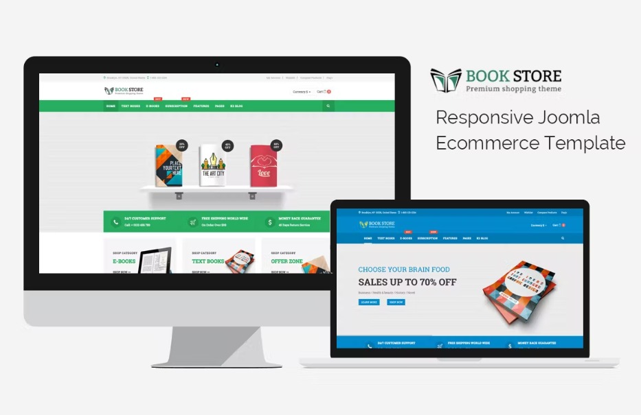 Free Bookstore Responsive Joomla Ecommerce Template Download