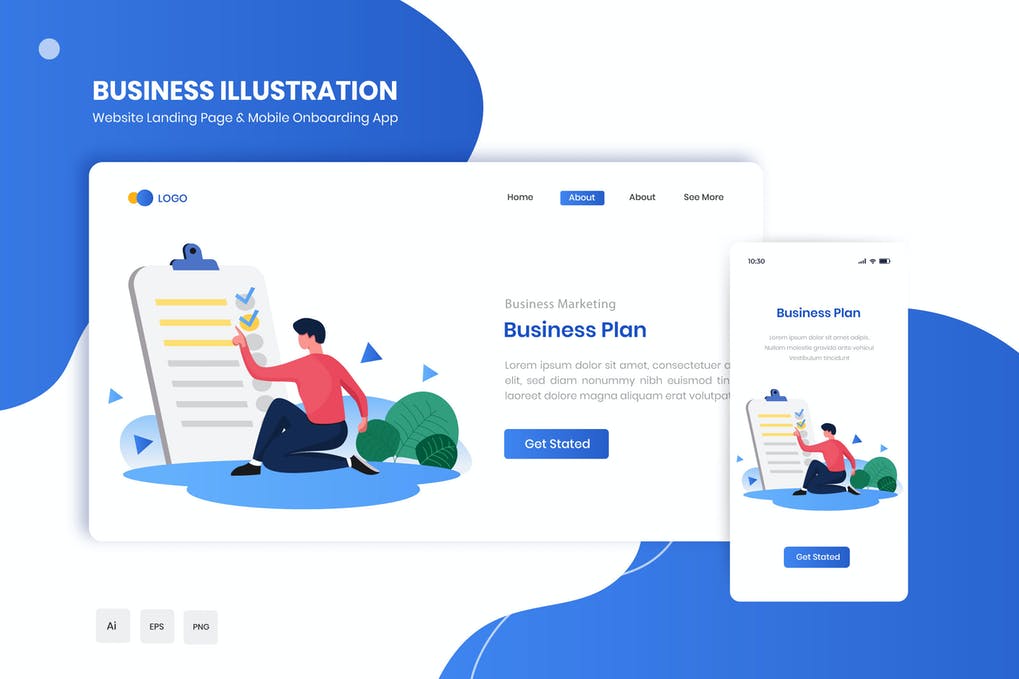 Business Plan Flat Landing & Onboarding App