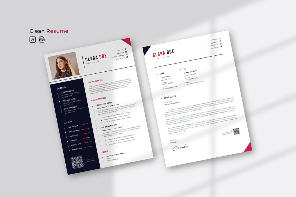 Free CV Resume & letter Template V.36