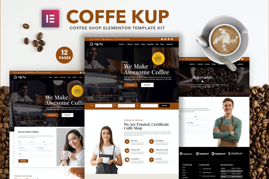 Free CoffeeKup Cafe & Coffee Shop Elementor Template Kit Download