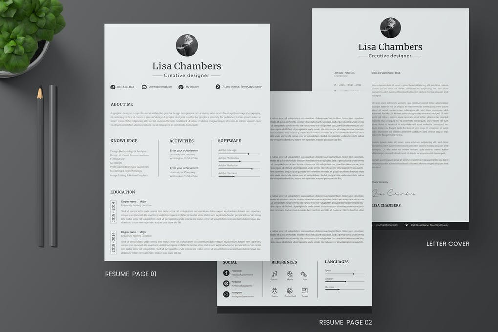 Free CV Resume & letter Template V.18