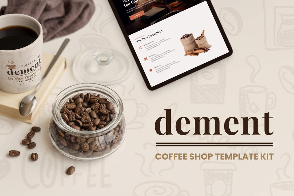 Free Dement Coffee Shop Elementor Template Kit Download