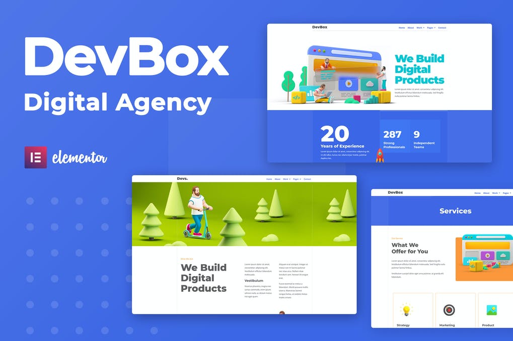 Free DevBox Creative Digital Agency Elementor Template Kit Download