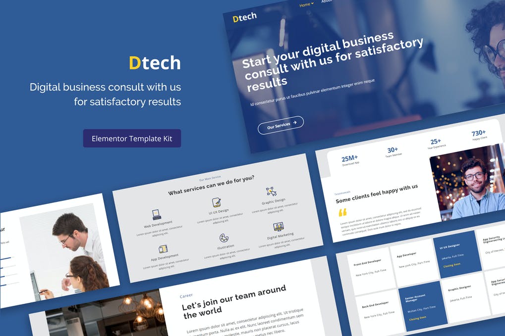 Free Dtech Business Services Elementor Template Kit Download