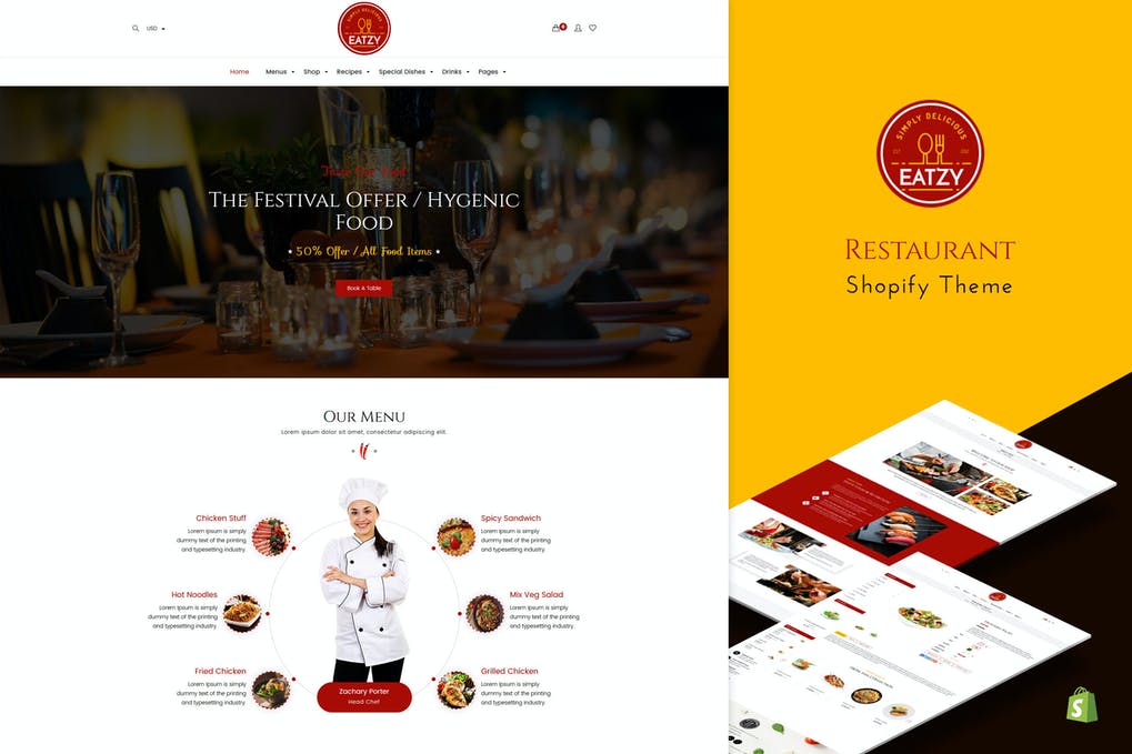 Free Eatzy Restaurant Sectioned Shopify Theme Download