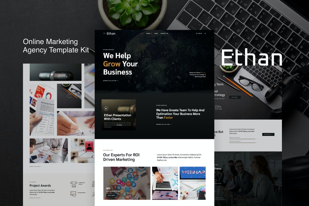 Free Ethan Online Marketing Agency Elementor Template Kit Download