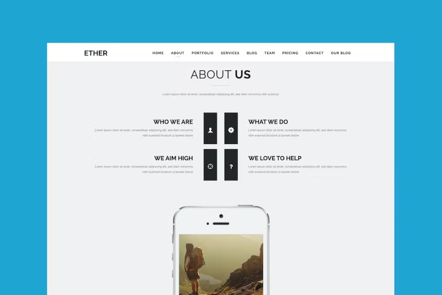 Free Ether One Page Joomla Template Download