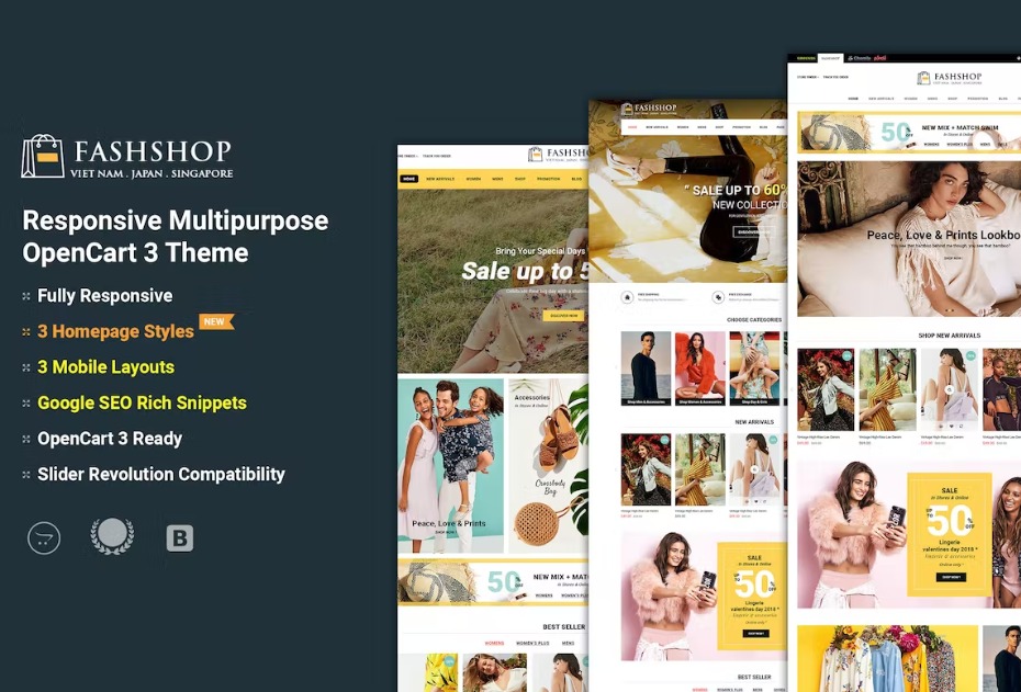 Free FashShop Multipurpose OpenCart 3 Theme