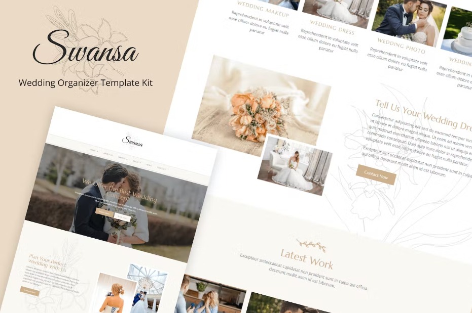 Free Swansa Wedding Elementor Template Kit Download