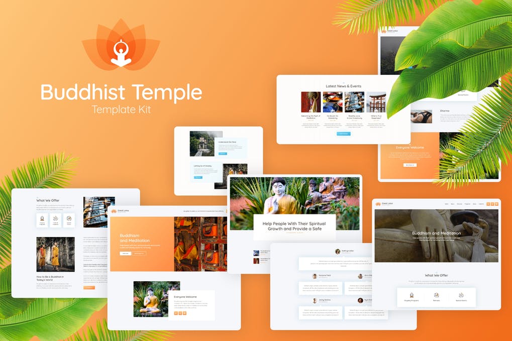 Free Great Lotus Buddhist Temple Template Kit Download