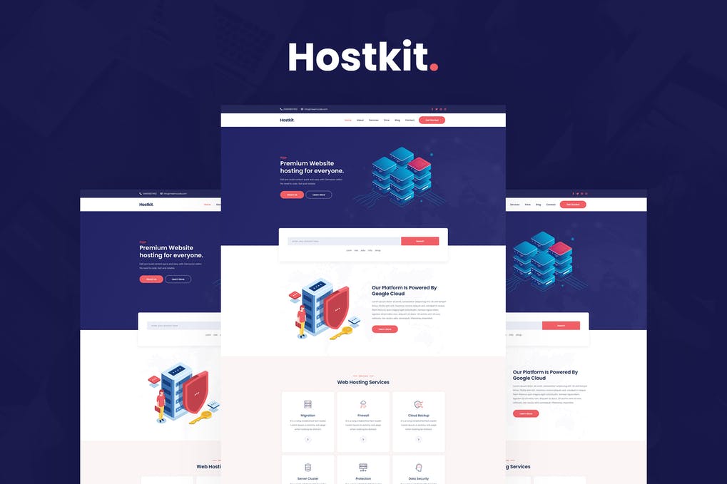 Free Hostkit Hosting Services Elementor Template Kit Download