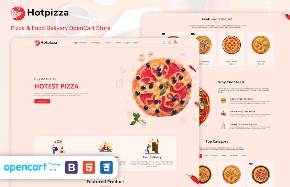 HotPizza Pizza Food Delivery OpenCart Store