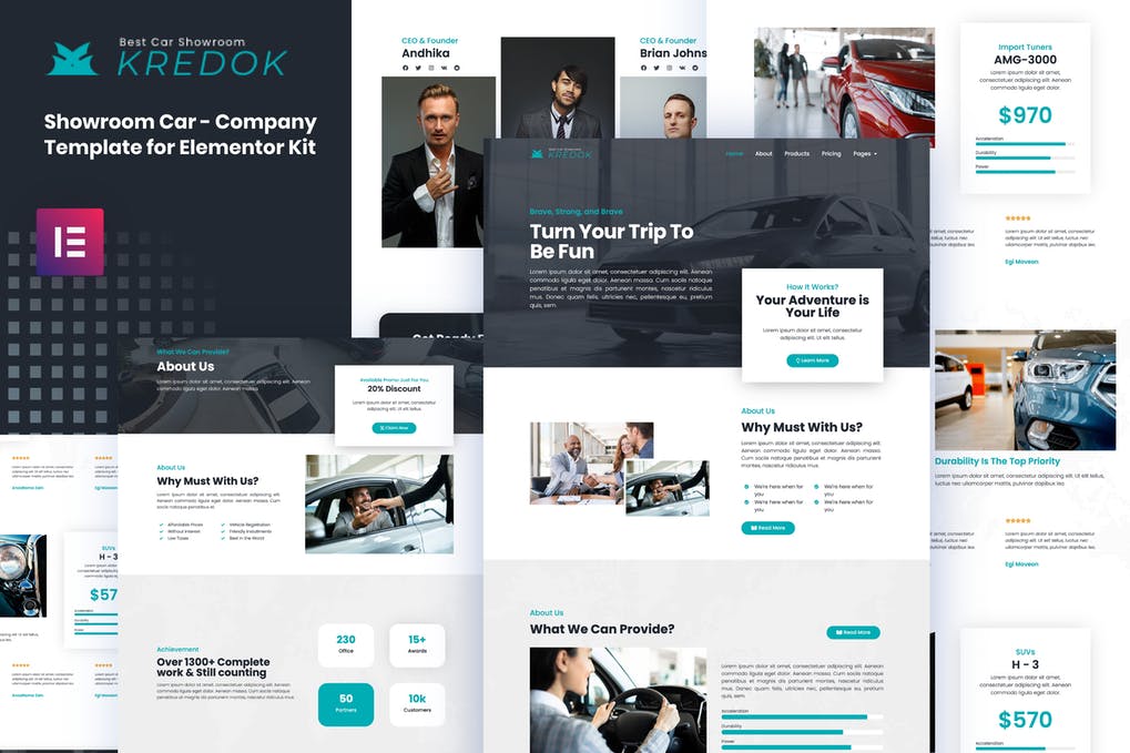 Free Kredok Car Showroom Elementor Template Kit Download