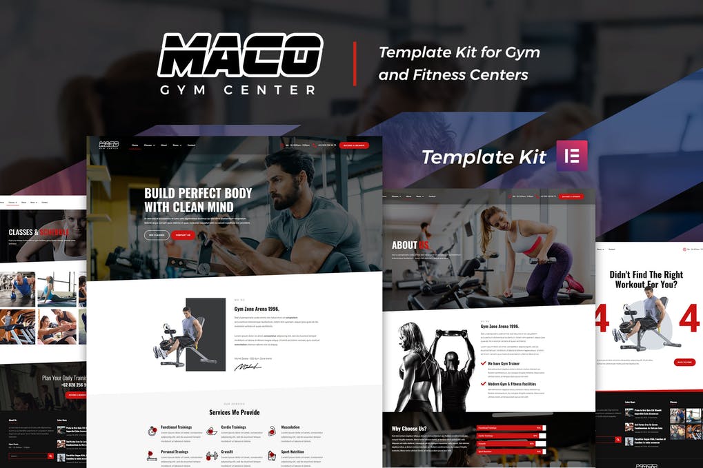 Free Maco Kit Gym & Fitness Elementor Template Kit Download