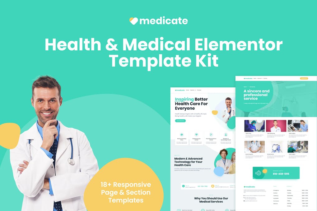 Free Medicate Health & Medical Elementor Template Kit Download