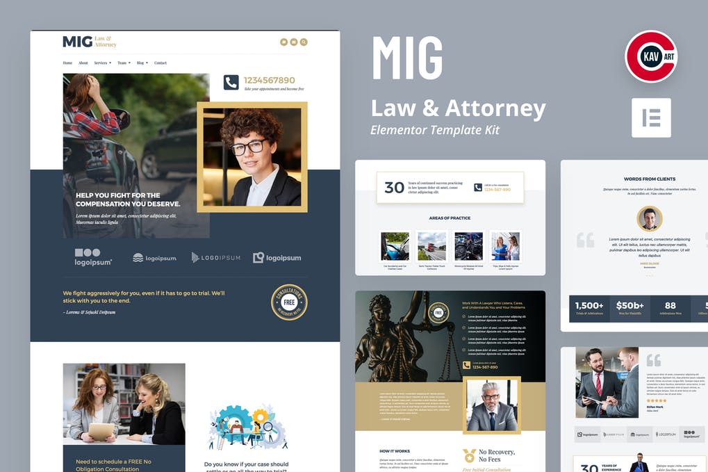 Mig Law & Attorney Elementor Template Kit