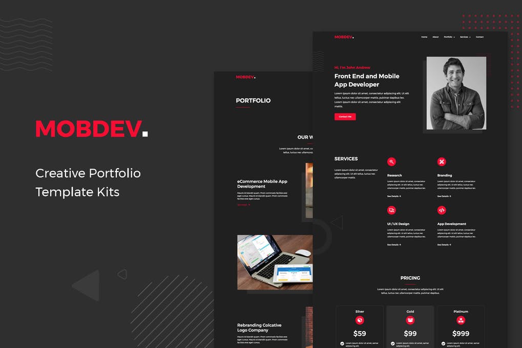 Free Mobdev Creative Portfolio & Resume Elementor Template Kit Download