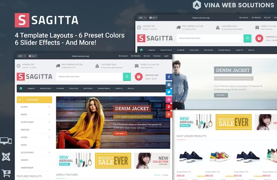 Free Sagitta Responsive Joomla eCommerce Template Download