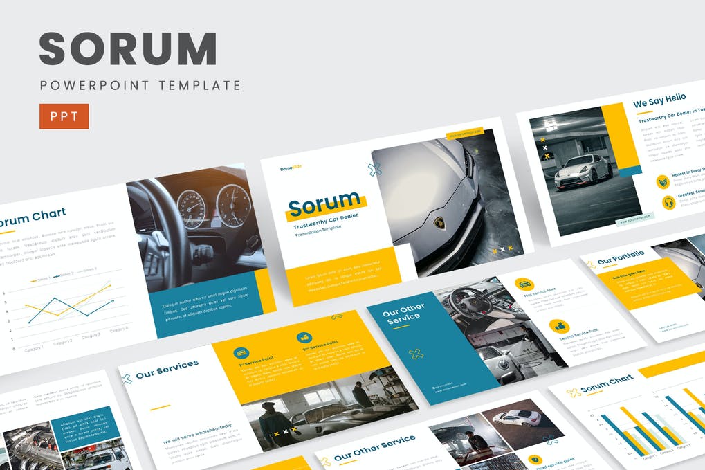 Free Sorum Trustworthy Car Dealer PowerPoint Presentation Template Download