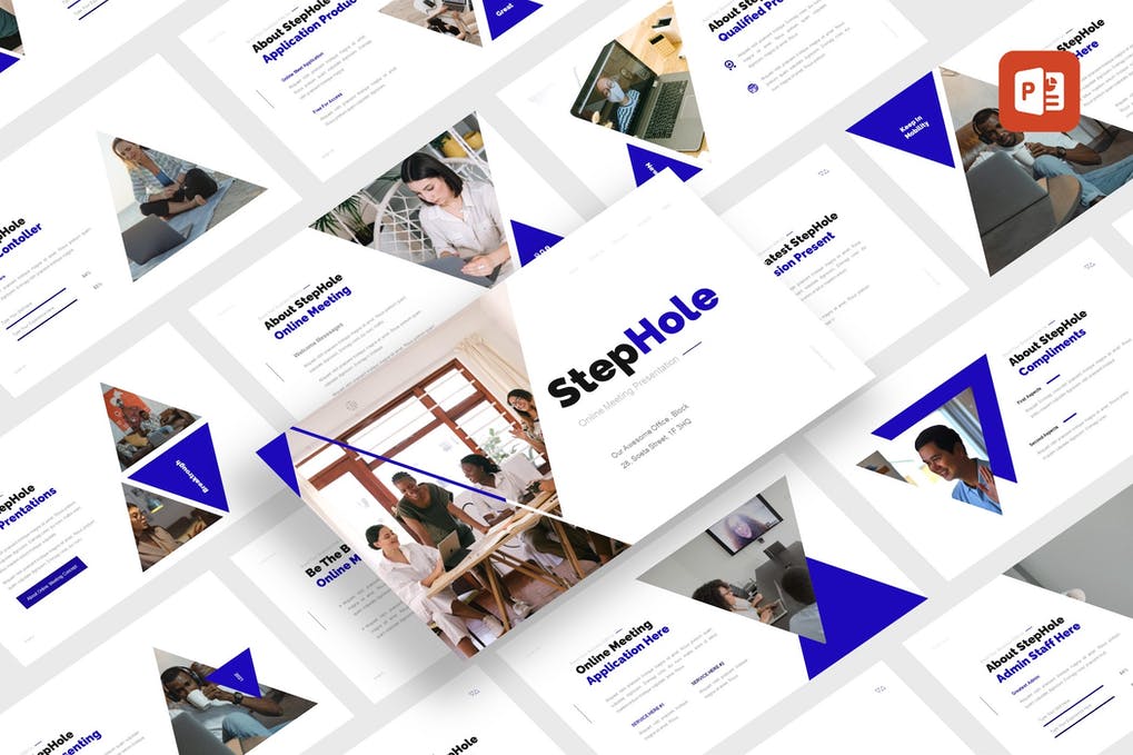 Free StepHole Online Meeting PowerPoint Template Download