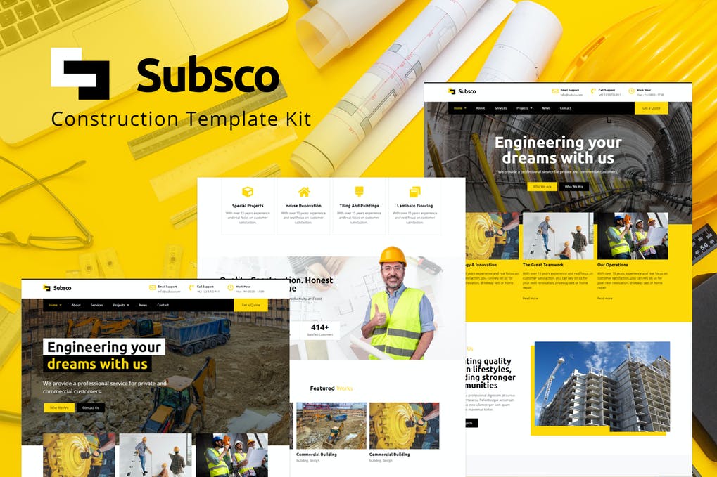 Free Subsco Construction Elementor Template Kit Download