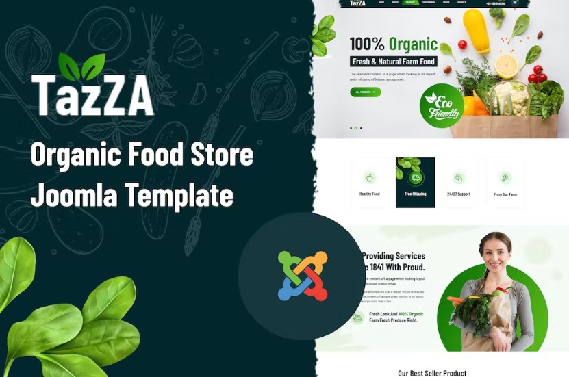 Free TazZA Organic Food Store Joomla Template Download