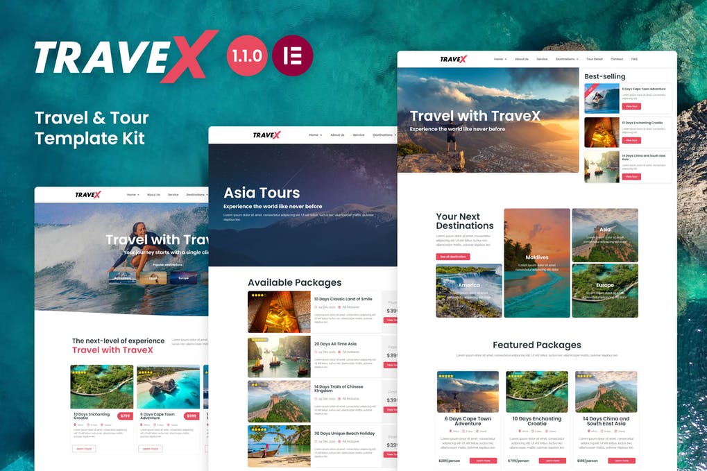 Free TraveX Travel & Tour Agency Elementor Template Kit Download