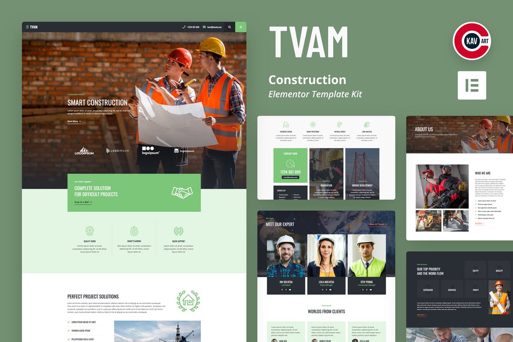 Free Tvam Construction Elementor Template Kit Download