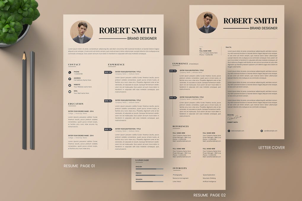 Vintage CV Resume Template & Letter Cover