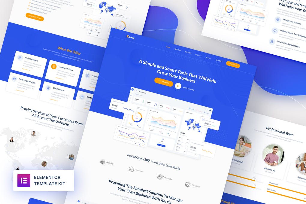 Free Xarris SaaS & Startup Elementor Template Kit Kit Download