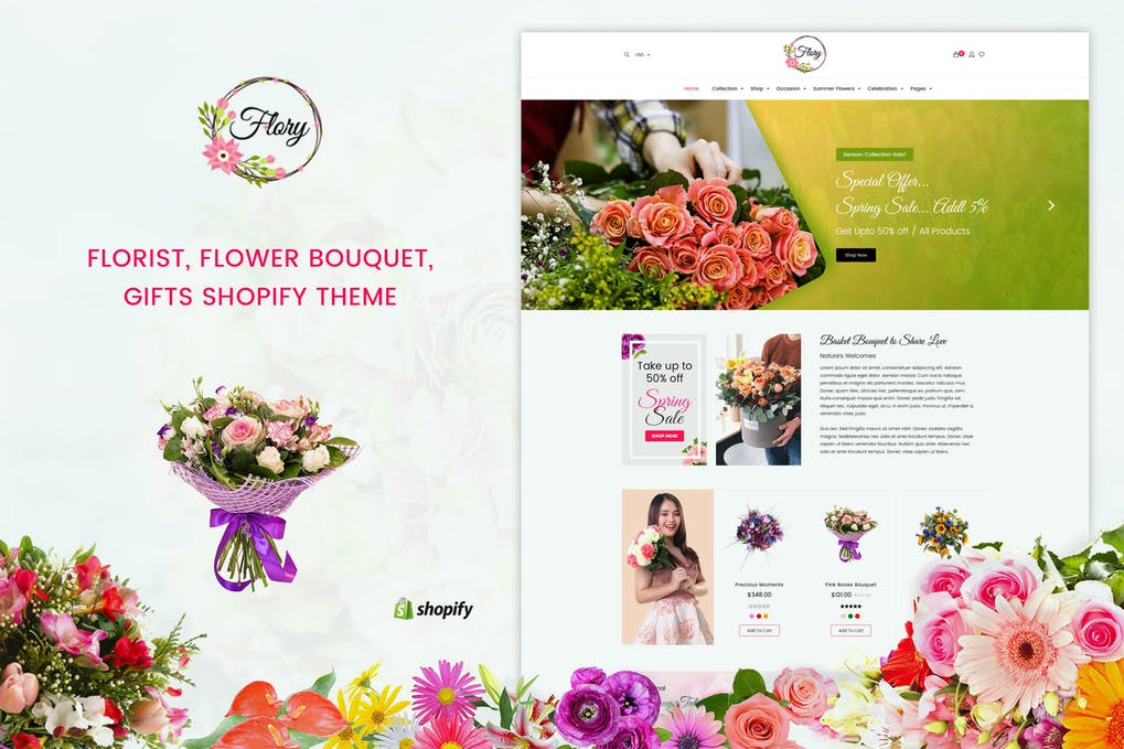 Free Flory Florist Flower Bouquet Shopify Theme Download