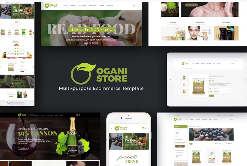 Free Ogani Organic Food Pet Alcohol Cosmetics Magento Theme