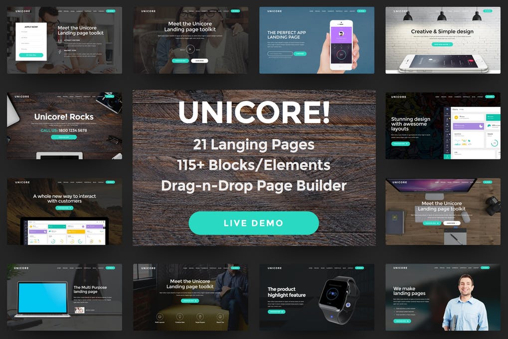 Free Unicore Mobirise Builder with 20 HTML Pages Download