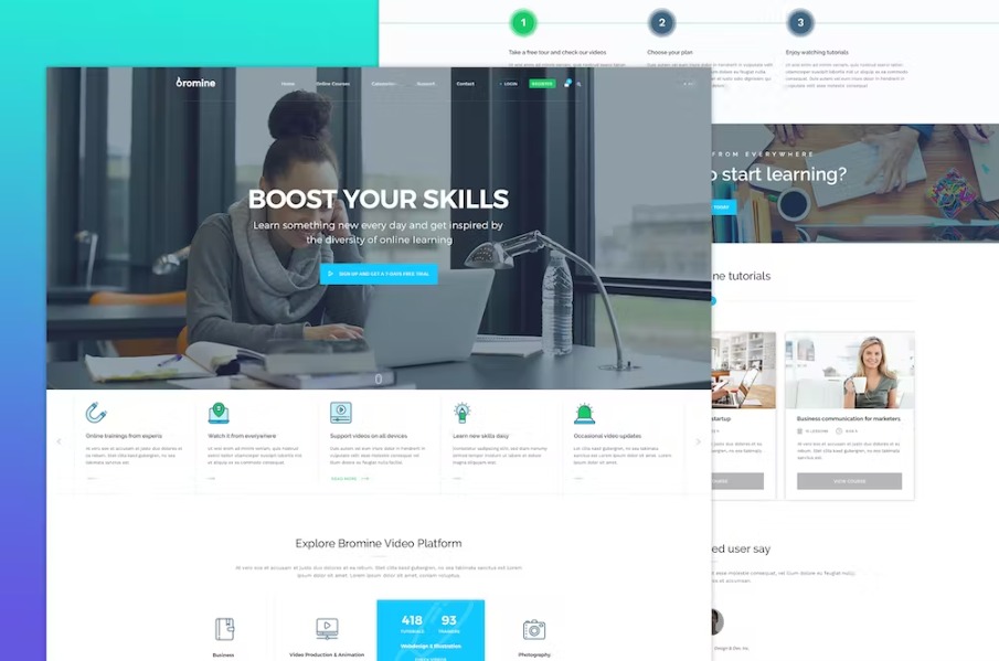 Free Bromine Online Learning Platform PSD template Download