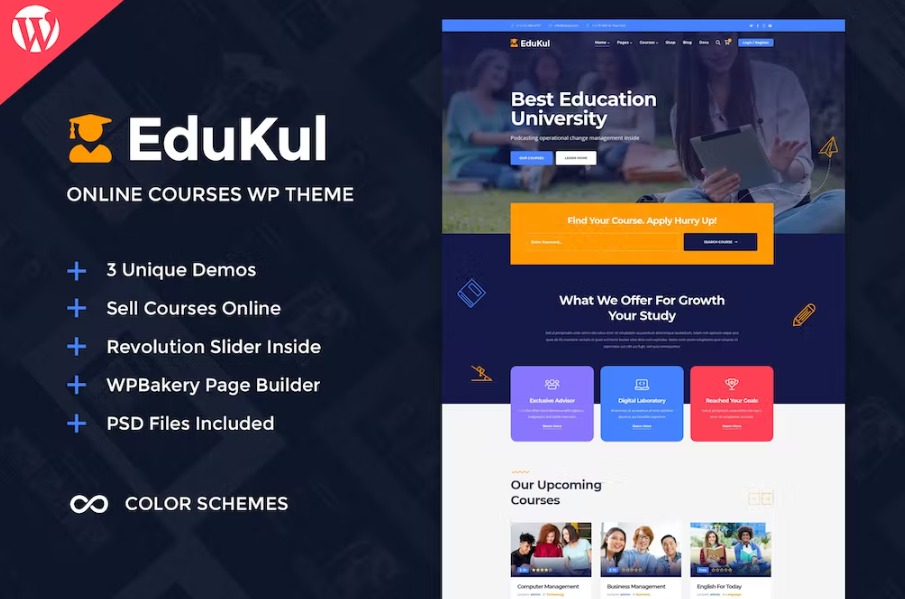 Free Edukul Online Courses WordPress Theme Download