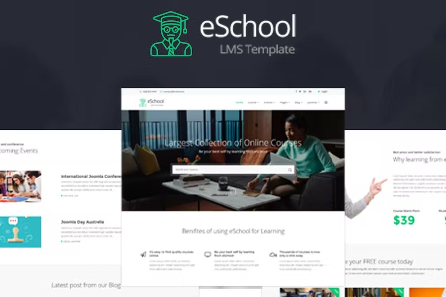  Free eSchool Education Joomla LMS Template Download