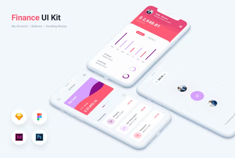 Free Finance Bank Mobile App UI Kit Template Download