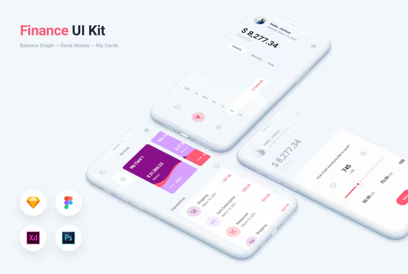 Free Finance Bank Mobile App UI Kit Template Download