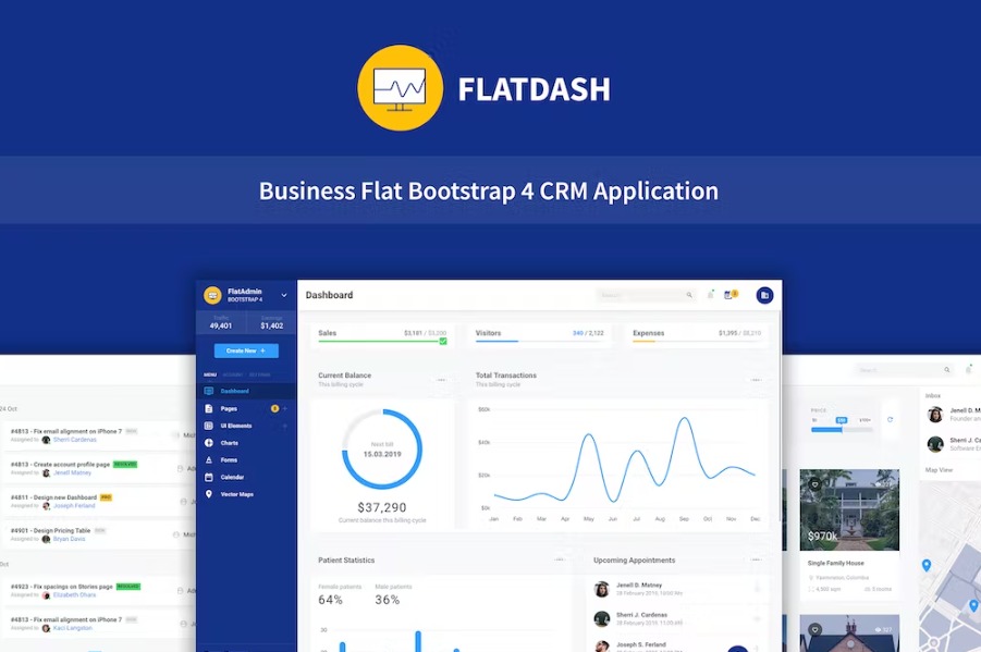  Free FlatDash Business CRM Dashboard Application Download