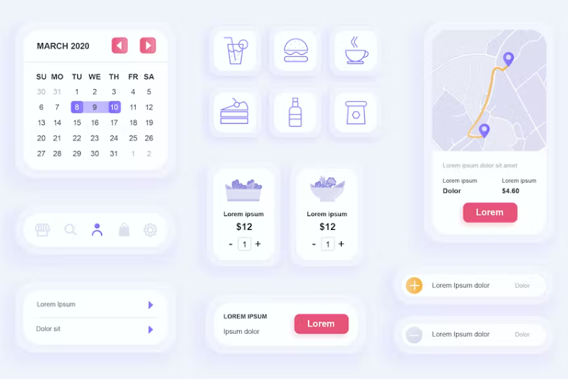 Free Food Delivery Mobile App UI Elements Kit Download