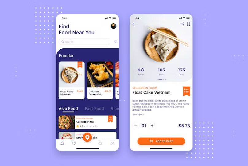 Free Food Delivery Mobile App UI Kit Template Download