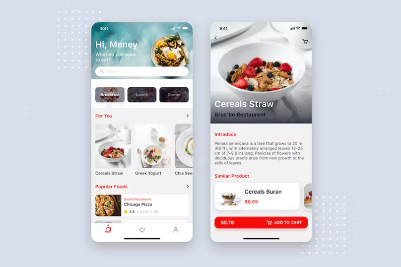 Free Food Ordering mobile UI Concept Download