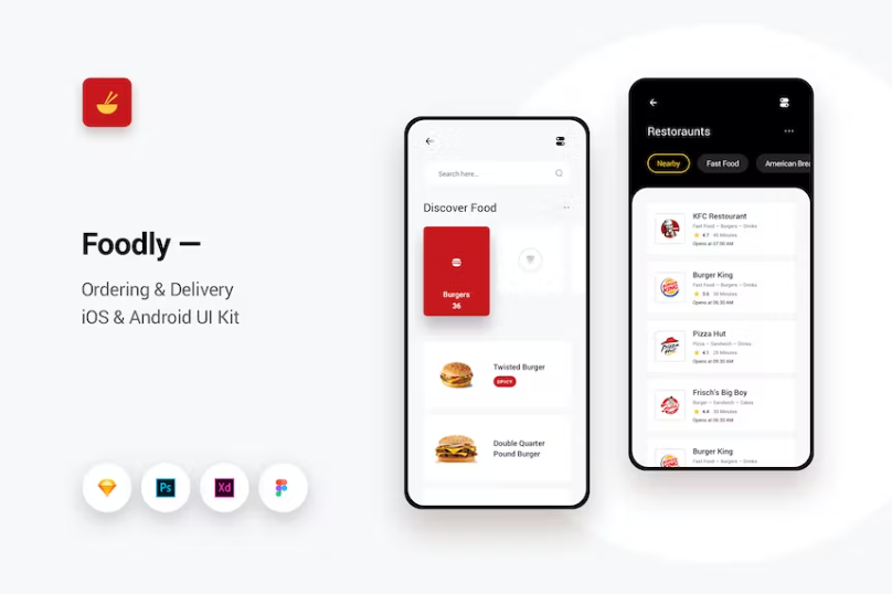 Free Foodly Ordering Delivery iOS Android UI Kit Download