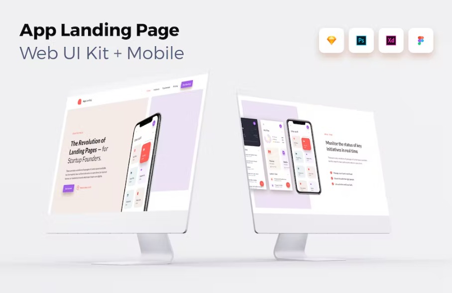 Free iOS App Landing Page Web UI Kit Mobile Download