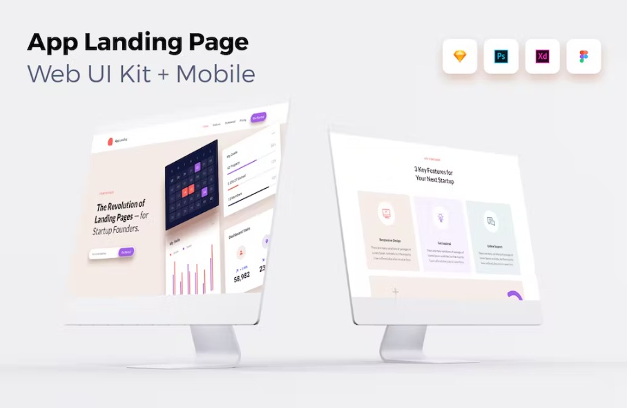 Free iOS App Landing Page Web UI Kit Mobile Download