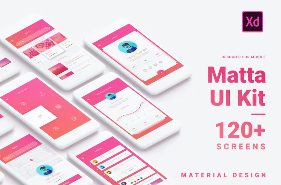 Free Matta Material Design Mobile UI Kit for Xd Download