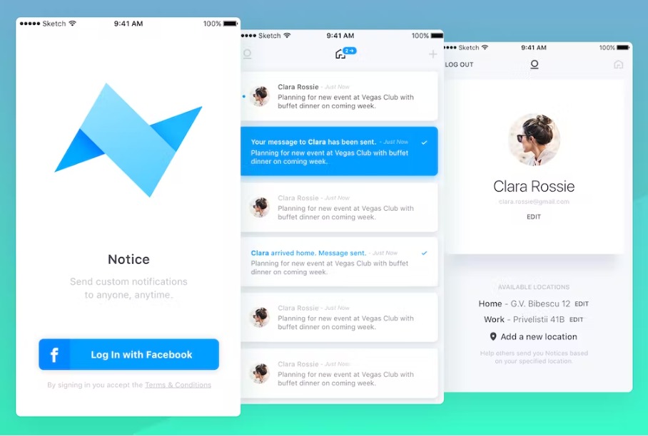 Free Notice light Kit Notification Messenger UI KIT Template Download